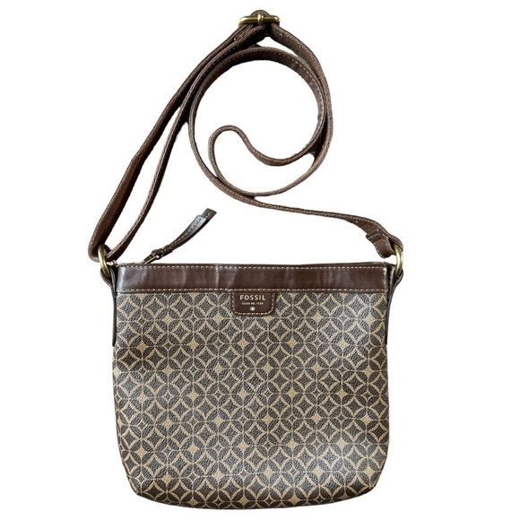 Fossil Issue Number 1954 Women’s Brown and Tan Crossbody Adjustable Strap Purse - Picture 1 of 11